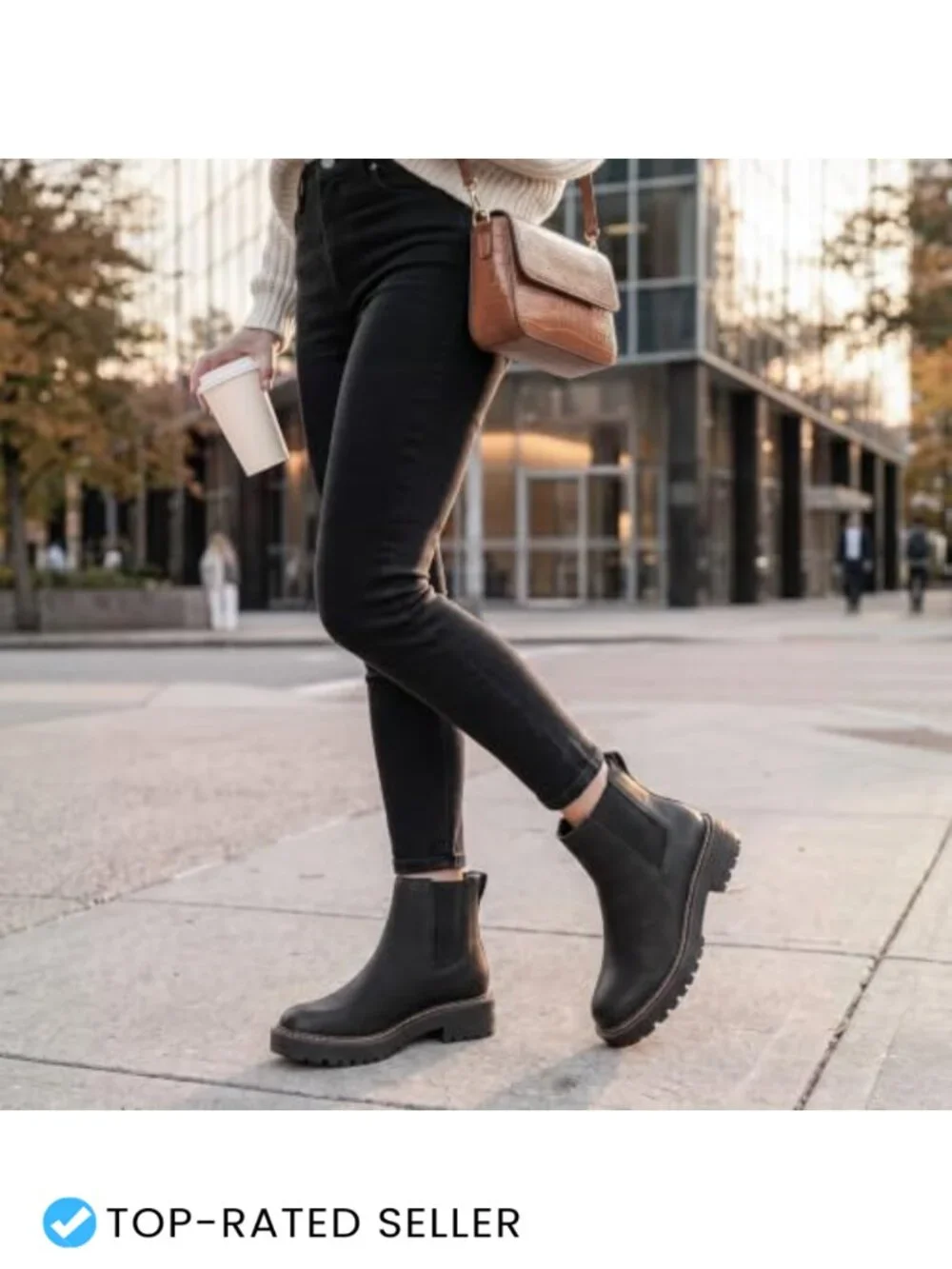 Slip on Platform Chelsea Ankle Boots, 1.57-Inch Chunky Low Heel, Non-Slip Lug
